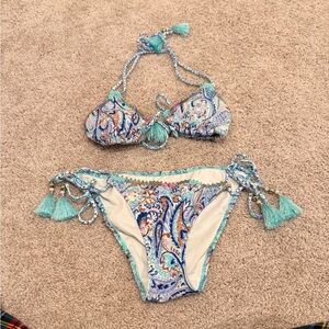 Victoria's Secret Floral Bikini with Gold Accents
